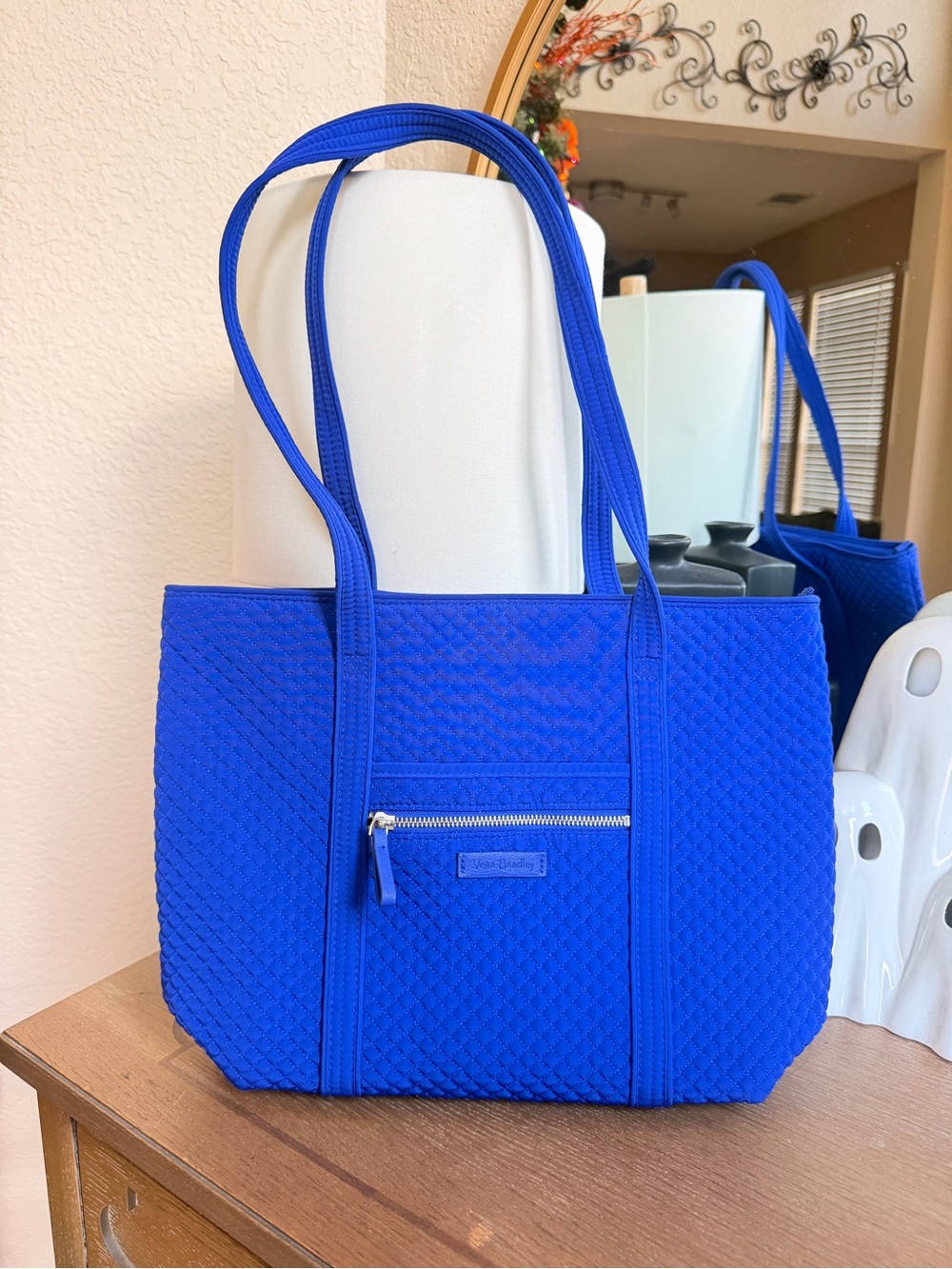 Vera Bradley Cobalt Quilted Tote with Front Zip